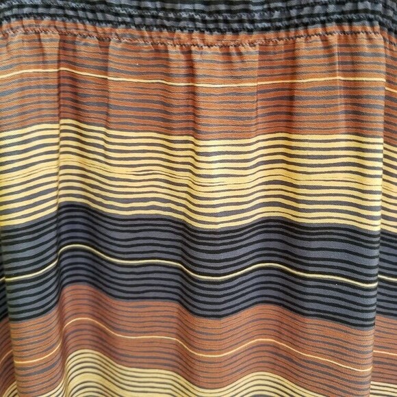 Soo Yung Lee RARE Vintage Silk Dress Striped Sz 8 Hong Kong Blue Brown Sundress - Picture 5 of 15